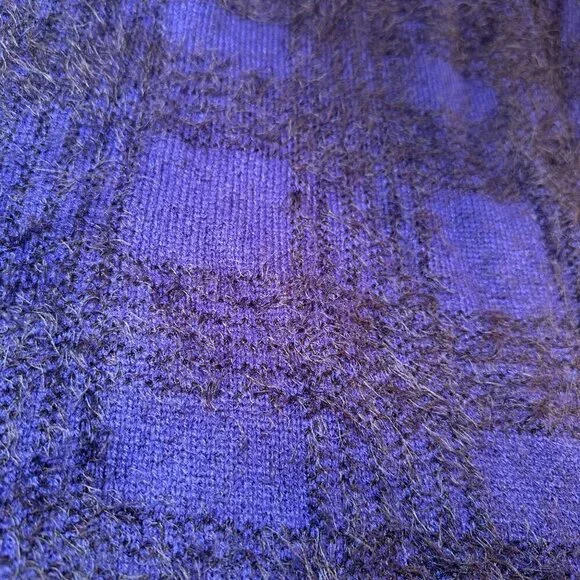 Vertigo Plaid Fuzzy Cardigan Womens Open Front Tweed Wrap Cape Boho Fringe Trim - Picture 11 of 16